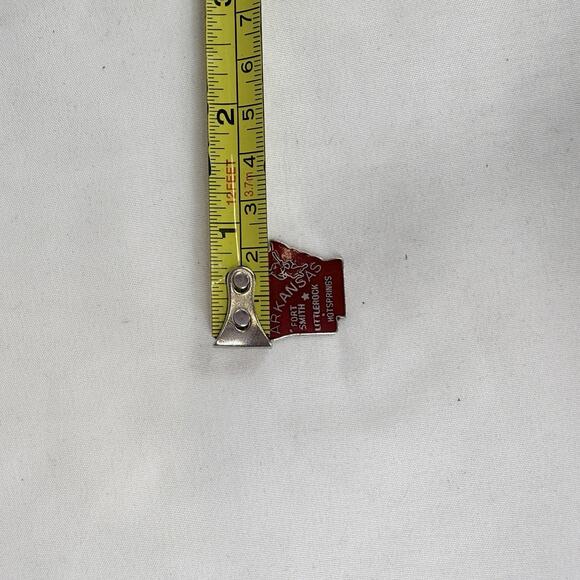 Nano Taiwan Arkansas Red Enameled Map Shape Pendant, Unknown Metal, State, City - Picture 7 of 7